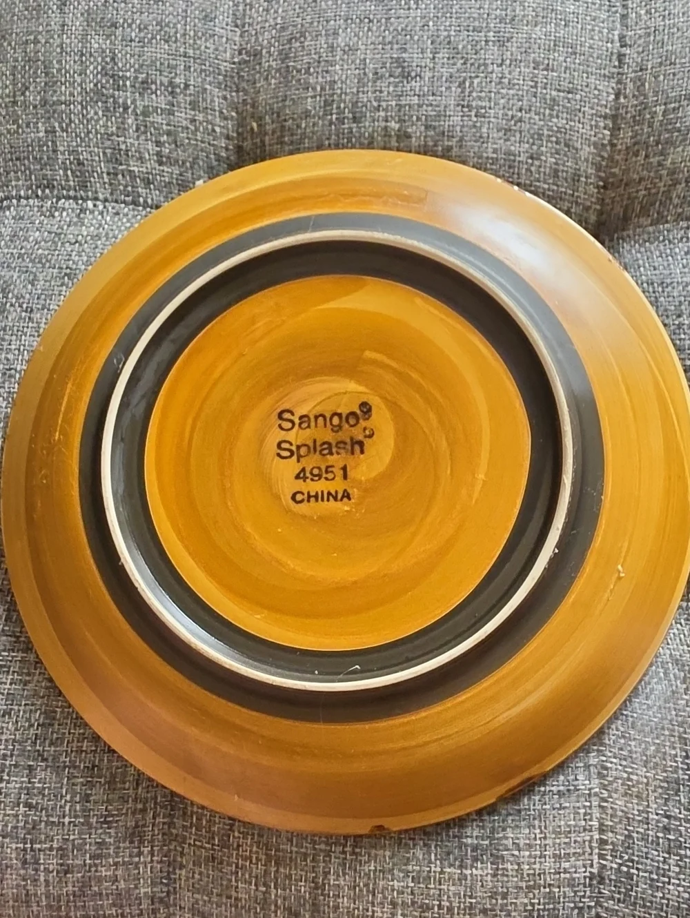 Sango Splash 4951 Brown Stoneware 8.25 Plates with Concentric Glaze Set of 4